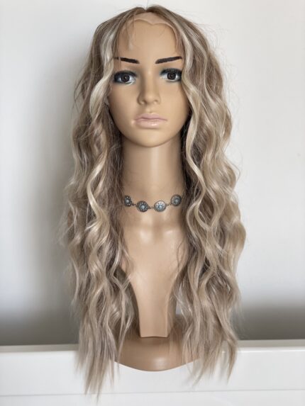 Curly blond with highlights lace front wig