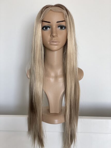 Long blonde with highlights synthetic wig